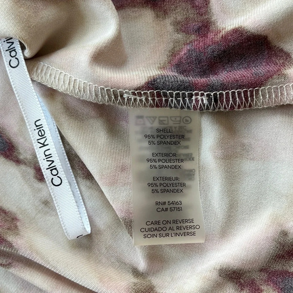 Calvin Klein Petite Printed Pleat-Neck Top in Sand Multi - Wear to Work, Size PL - Picture 7 of 10